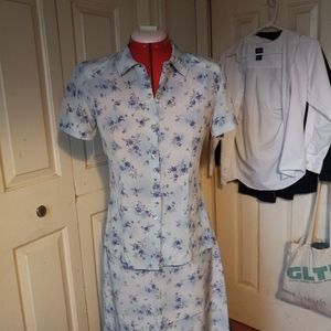 Vintage 90s Petite Sophisticate Silk Floral Skirt Suit Size 2